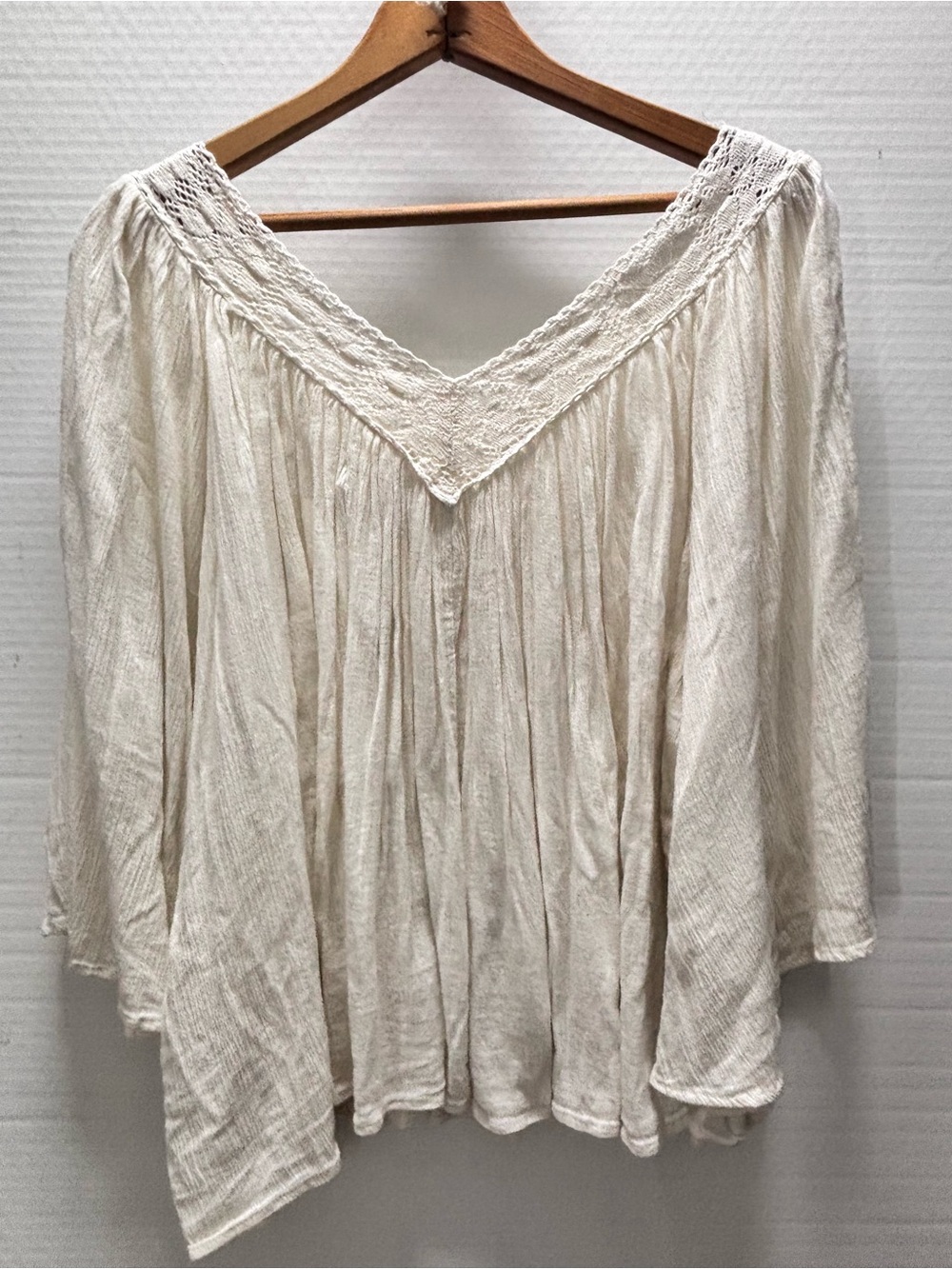 Ralph Lauren Vintage Denim & Supply Women’s White Flowy V-Neck Boho Blouse Large - Picture 2 of 10